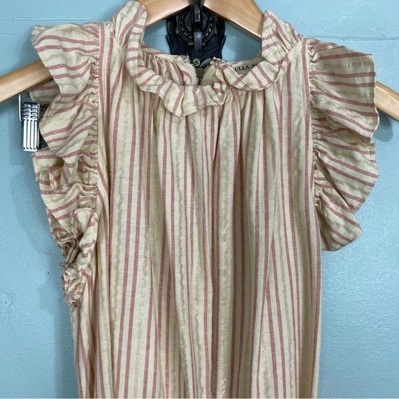 Ulla Johnson Simka Jumpsuit Striped Beige Metallic‎ Ruffle Sleeveless Sz 2 - Picture 3 of 6